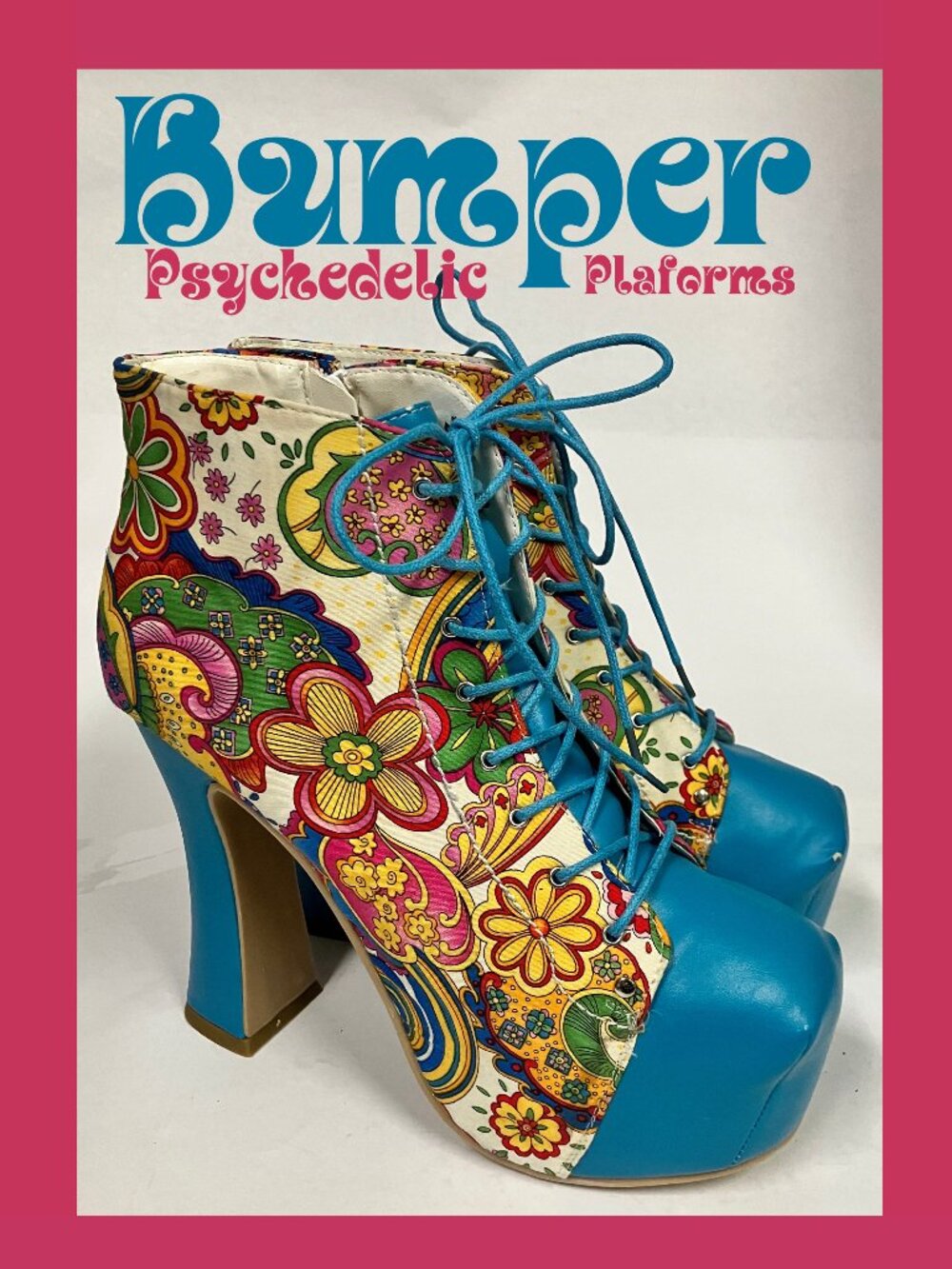 *NEVER WORN* Bumper LUEZA-02 Psychedelic Floral Platform Booties! Size 8.5. CUTE
